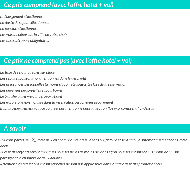 Conditions tarifaires