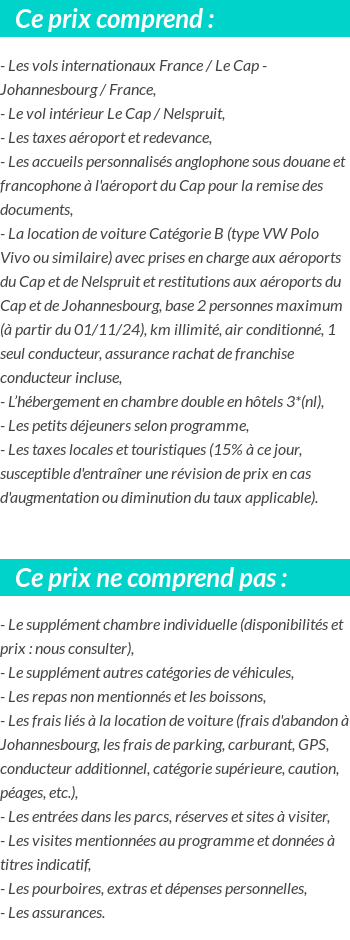 Conditions tarifaires