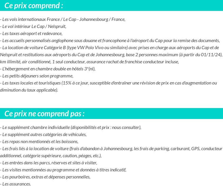 Conditions tarifaires