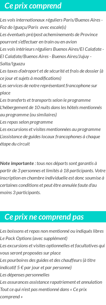 Conditions tarifaires