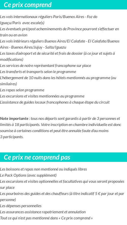 Conditions tarifaires