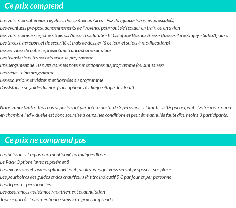 Conditions tarifaires