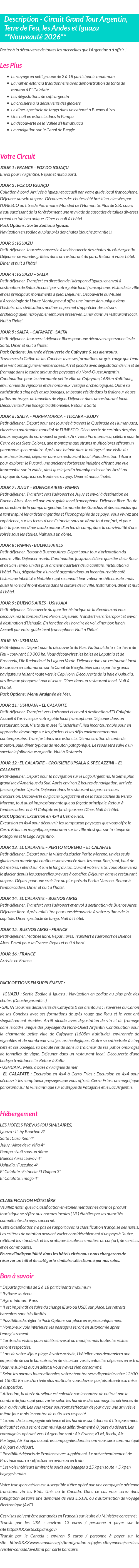 Détails du séjour