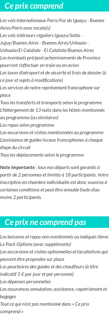 Conditions tarifaires