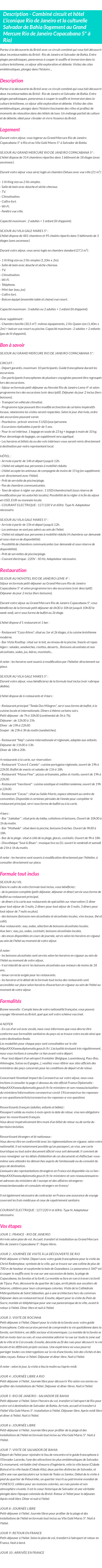 Détails du séjour