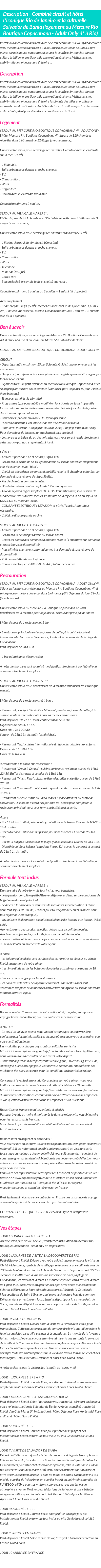 Détails du séjour