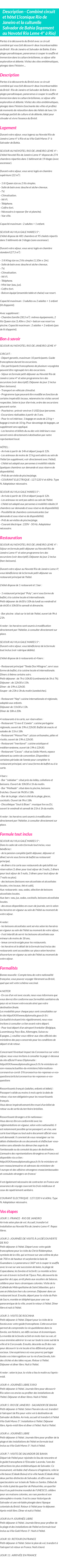Détails du séjour