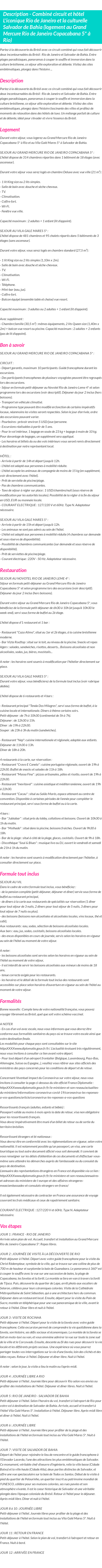 Détails du séjour