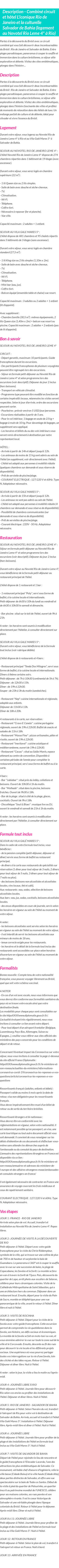 Détails du séjour