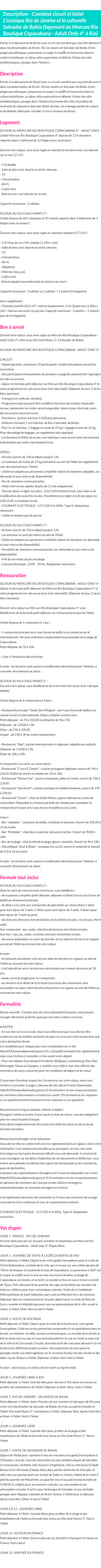 Détails du séjour