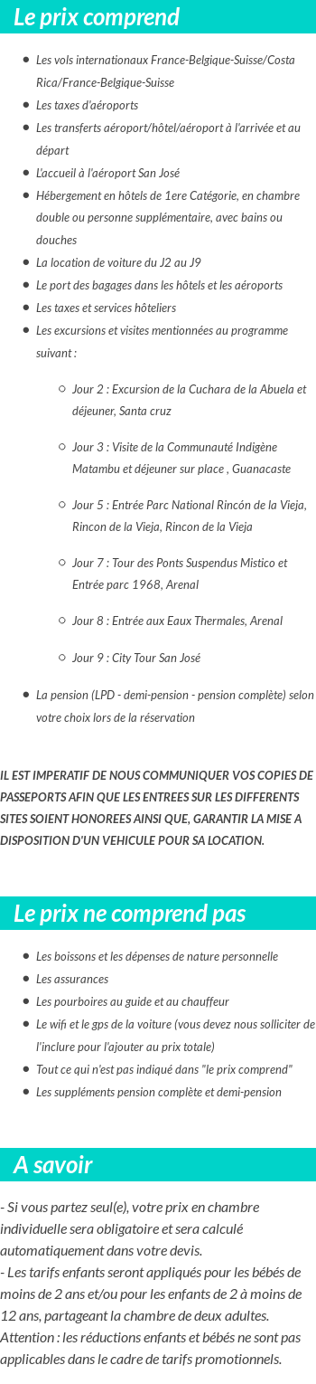 Conditions tarifaires