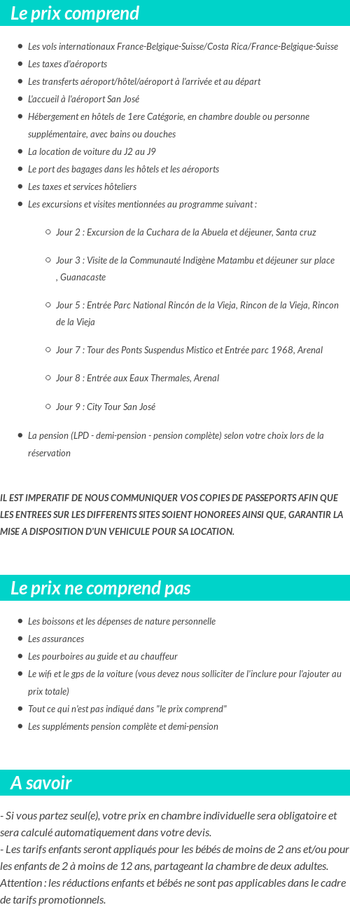 Conditions tarifaires