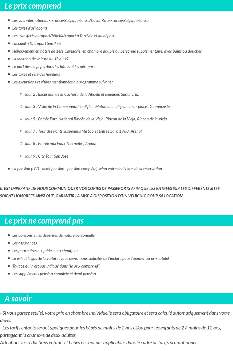 Conditions tarifaires