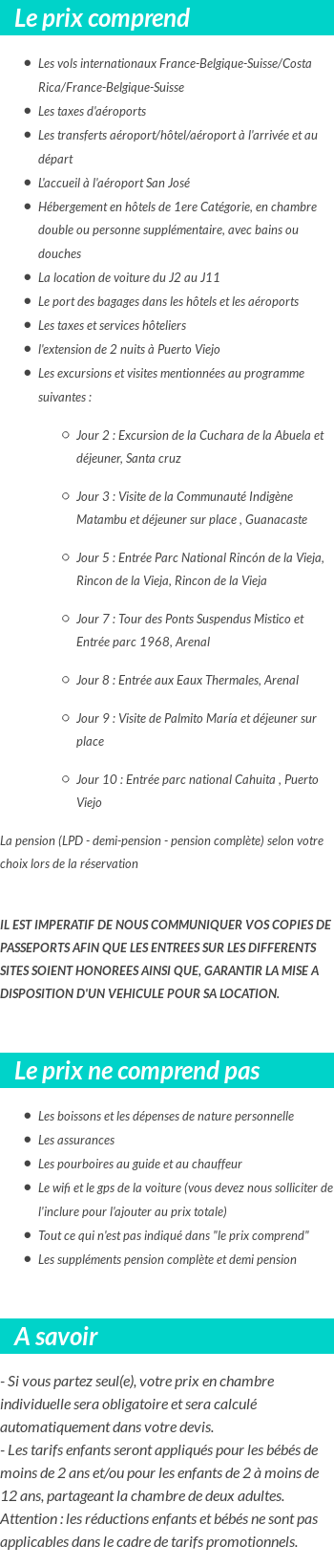 Conditions tarifaires