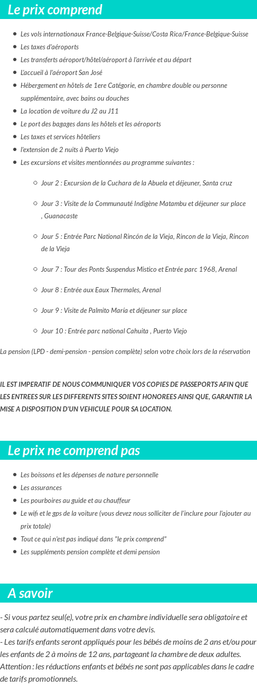 Conditions tarifaires