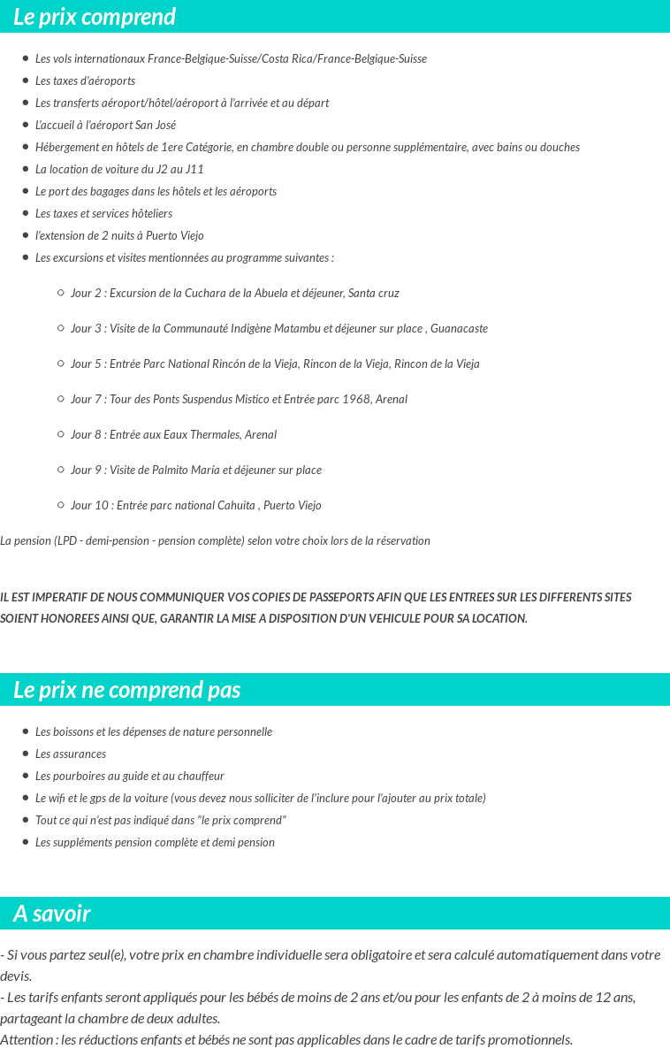 Conditions tarifaires
