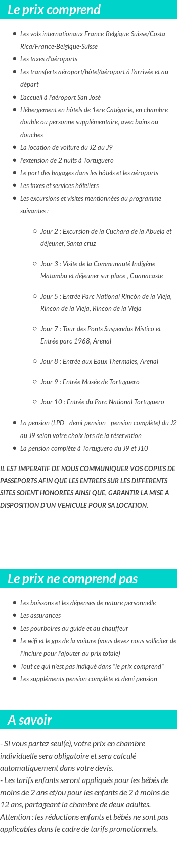 Conditions tarifaires