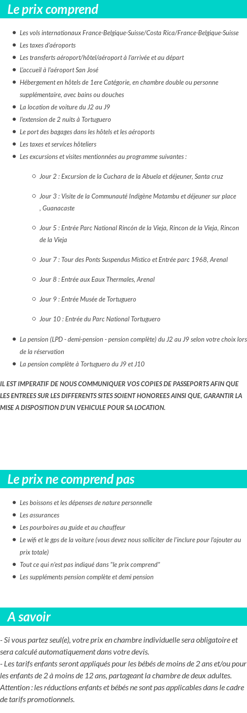 Conditions tarifaires