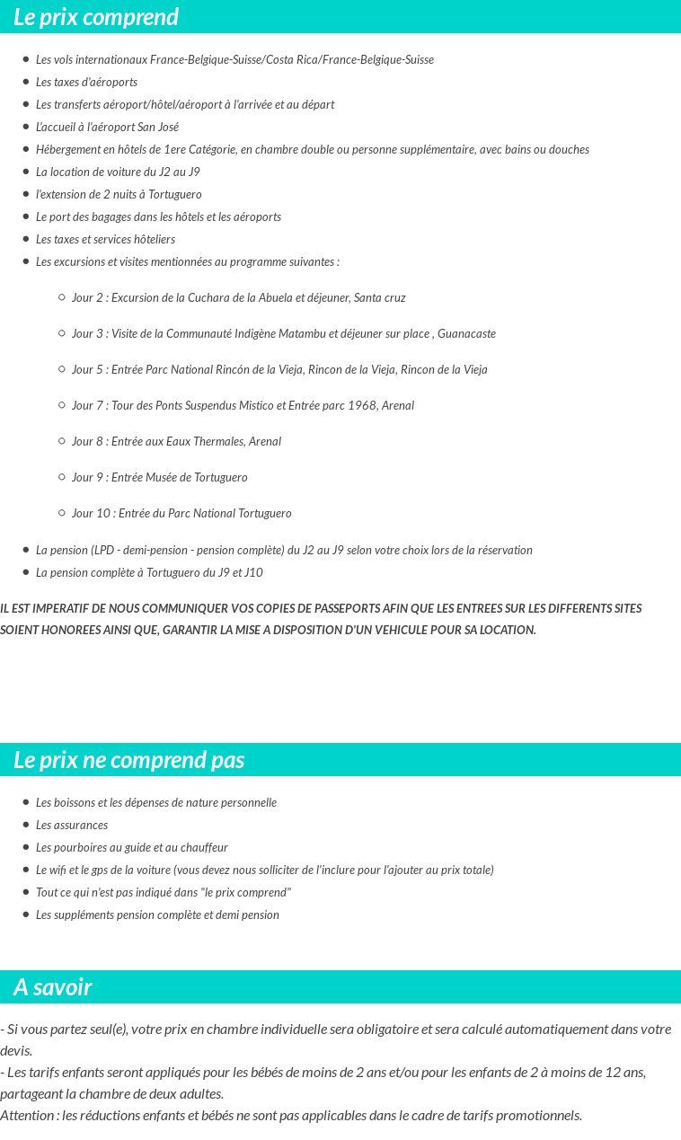 Conditions tarifaires