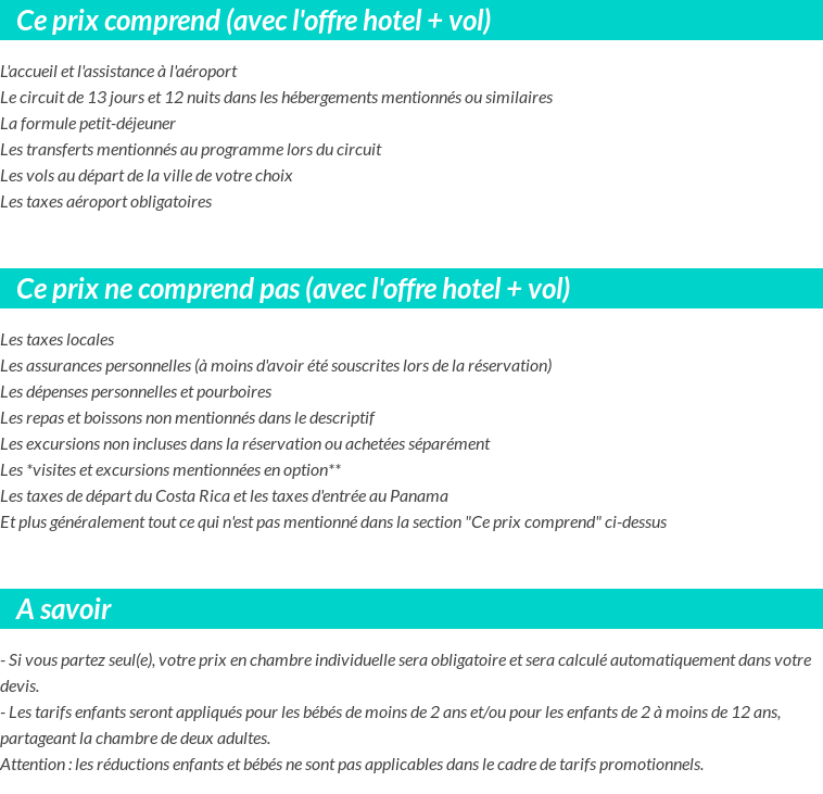 Conditions tarifaires