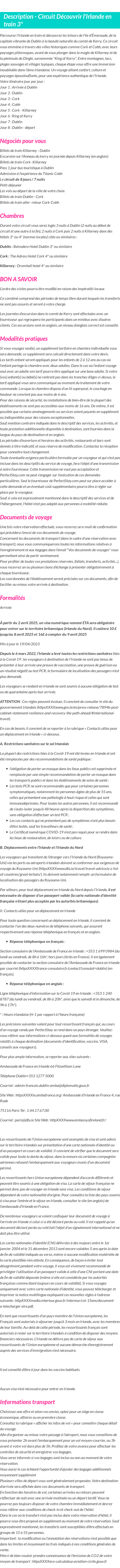 Détails du séjour