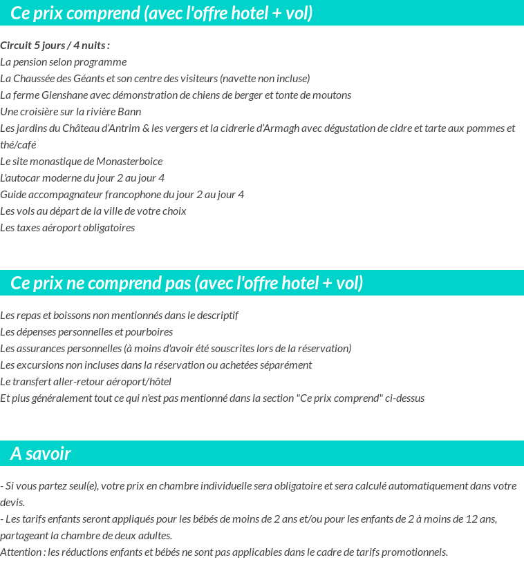 Conditions tarifaires