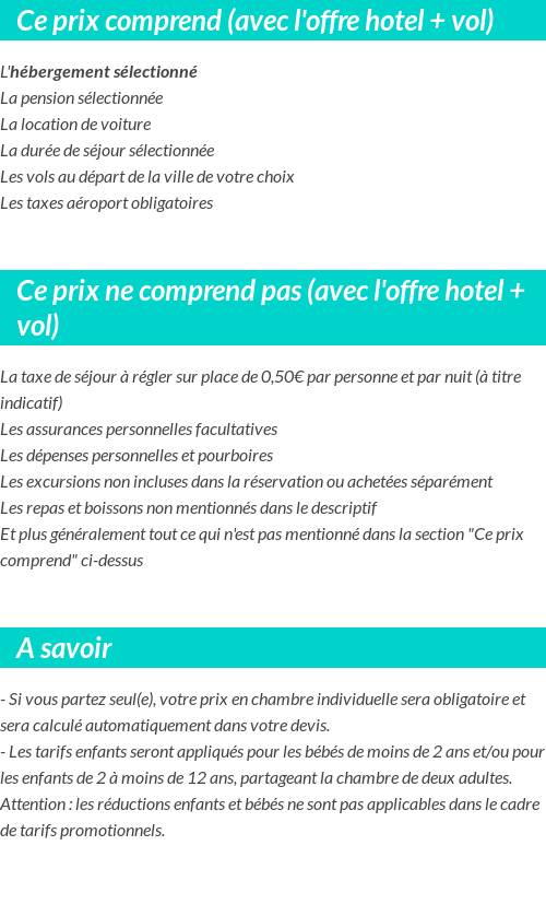 Conditions tarifaires