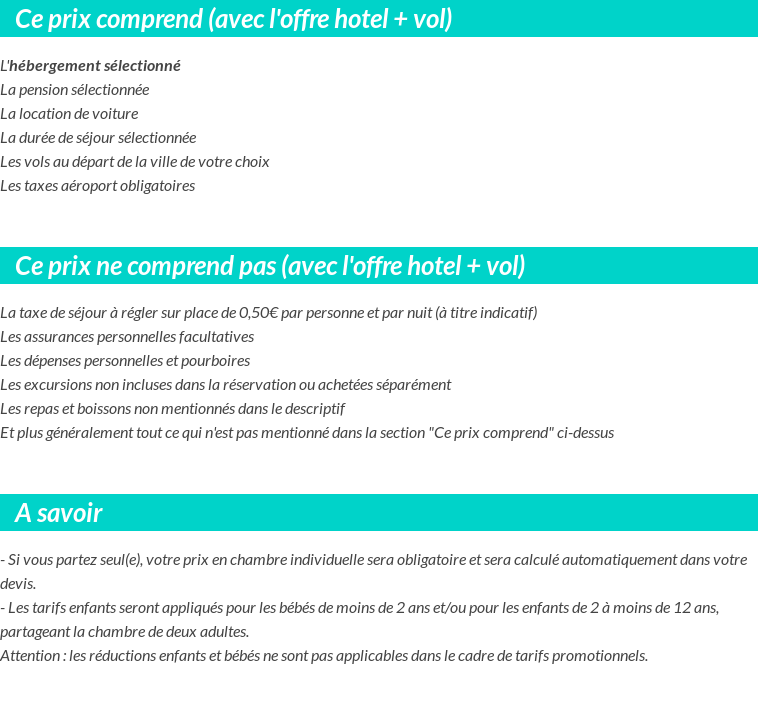 Conditions tarifaires