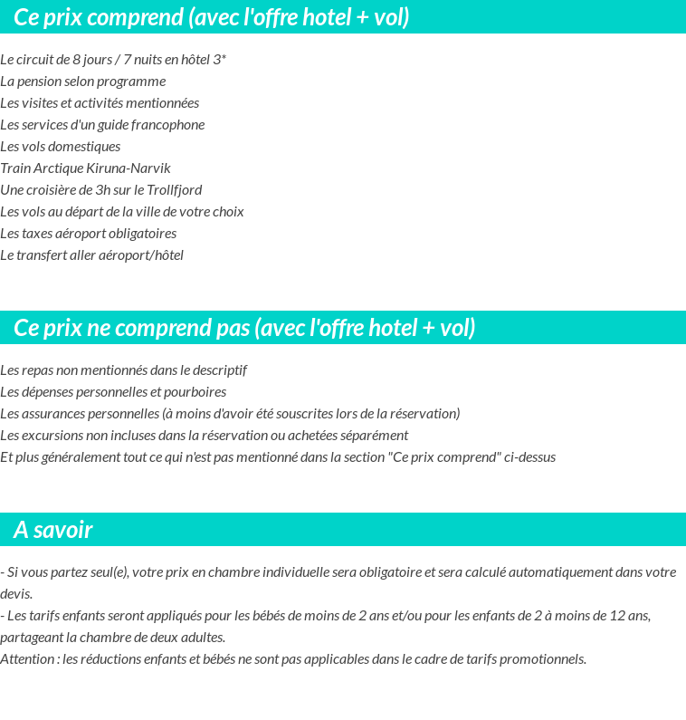 Conditions tarifaires