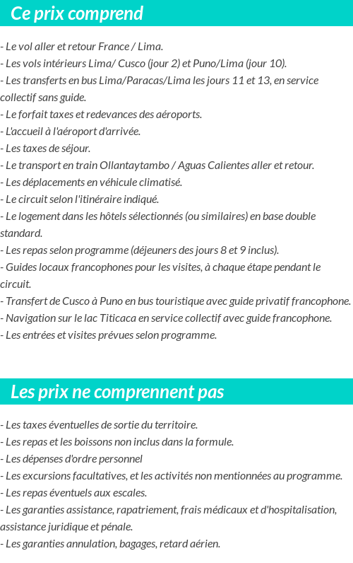 Conditions tarifaires