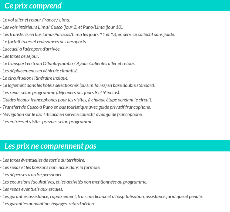 Conditions tarifaires