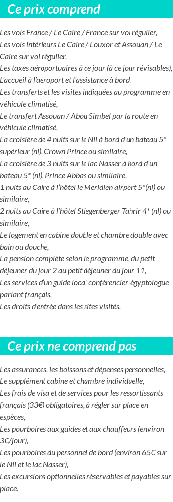 Conditions tarifaires