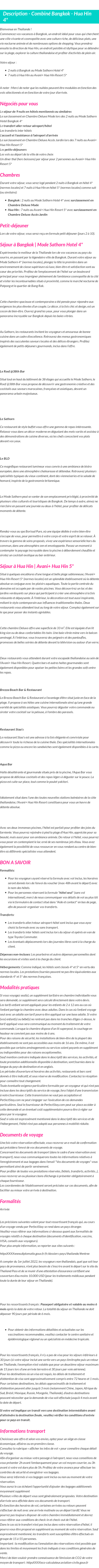 Détails du séjour