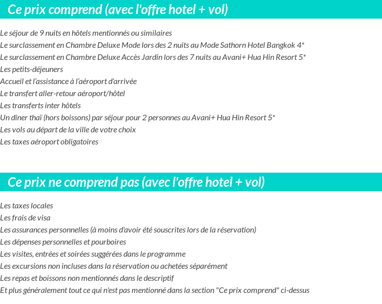 Conditions tarifaires