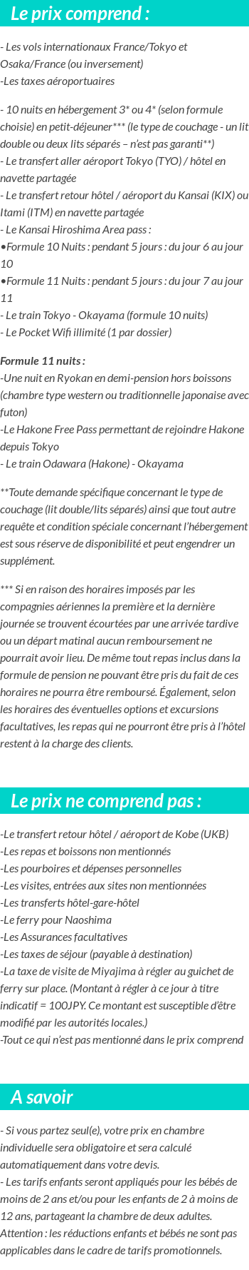 Conditions tarifaires