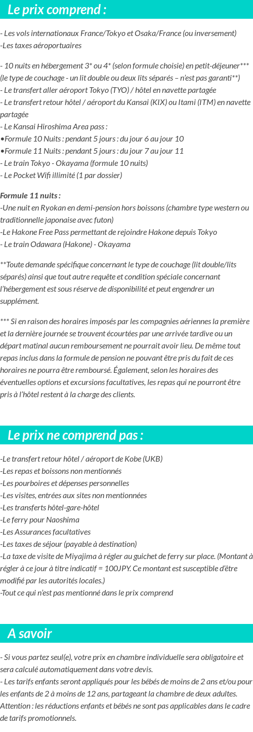 Conditions tarifaires