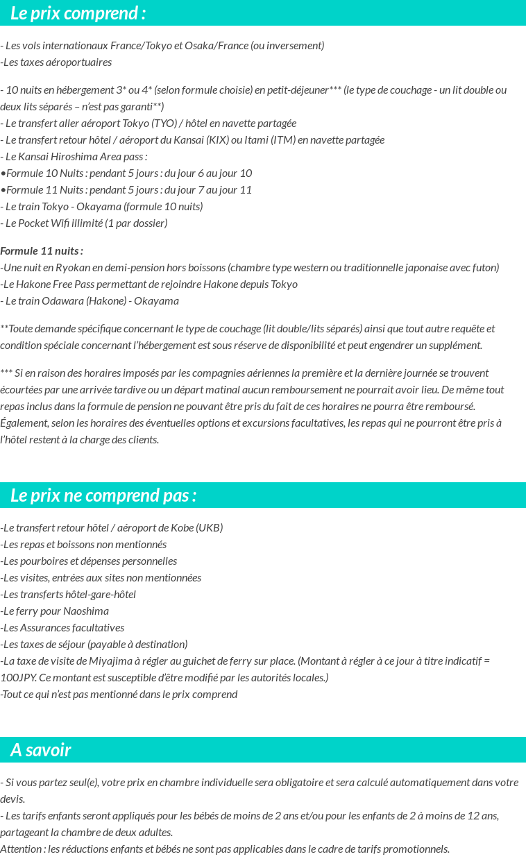 Conditions tarifaires