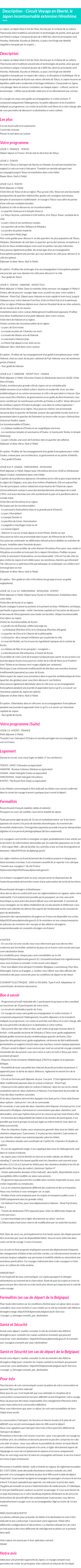 Détails du séjour