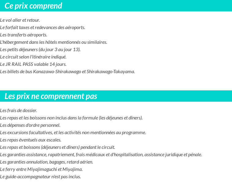 Conditions tarifaires