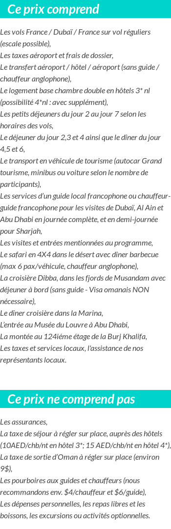 Conditions tarifaires