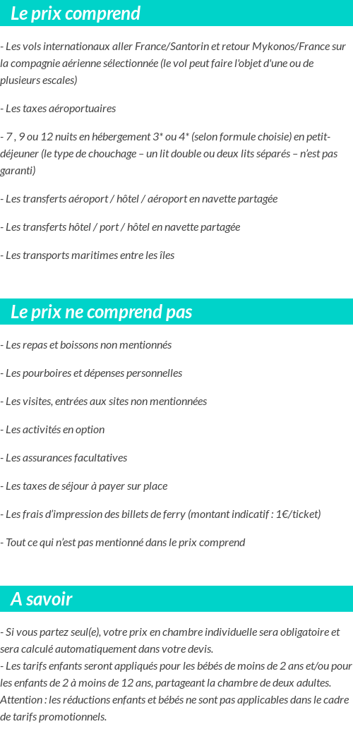 Conditions tarifaires