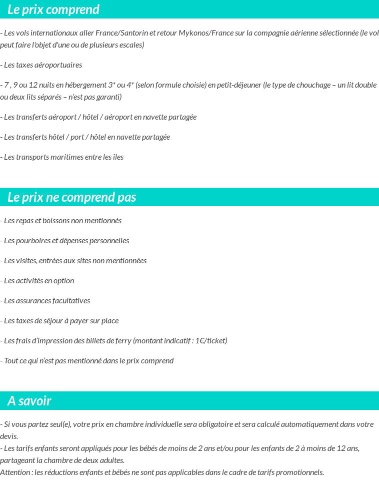 Conditions tarifaires