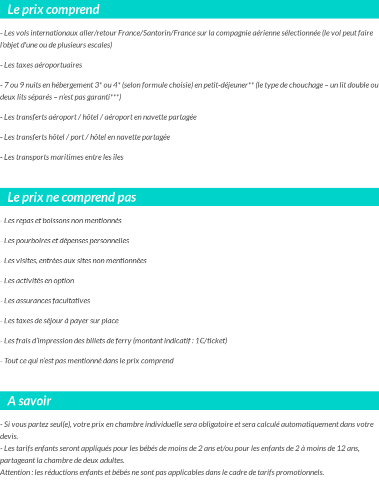 Conditions tarifaires
