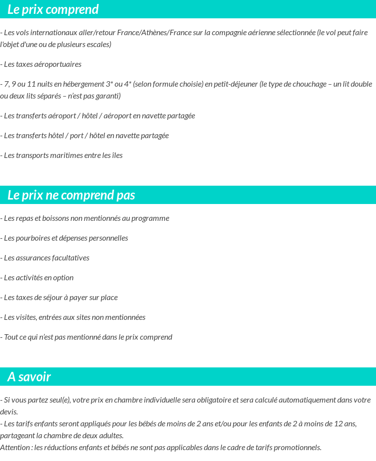 Conditions tarifaires