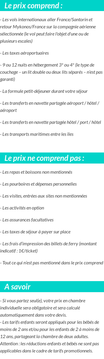 Conditions tarifaires