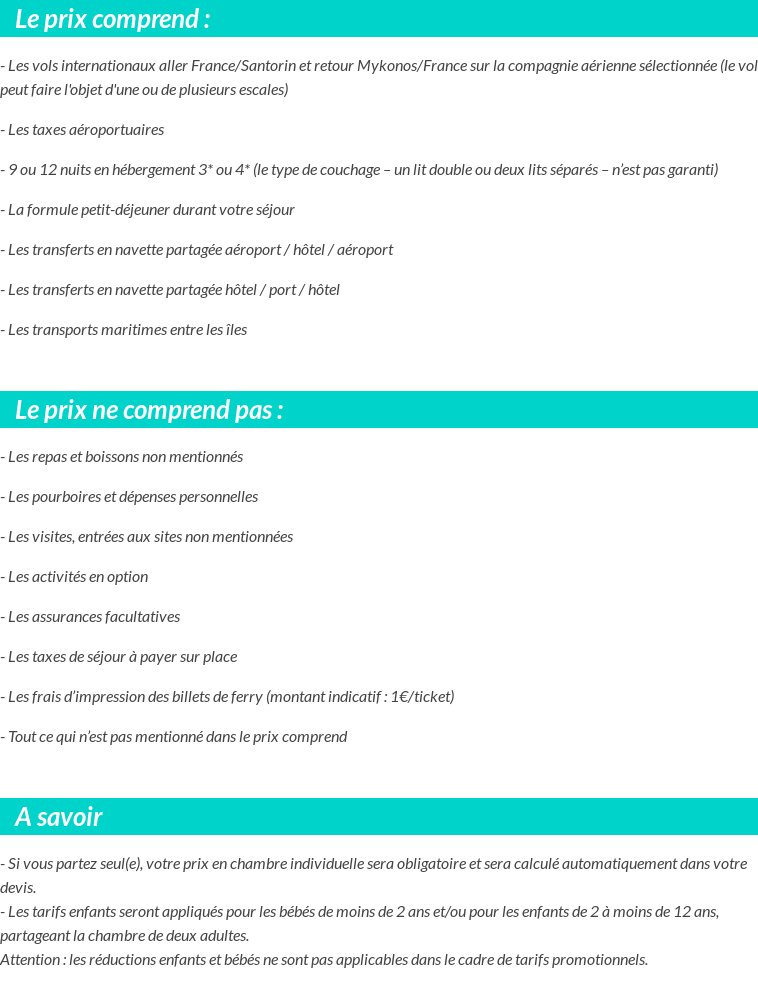 Conditions tarifaires