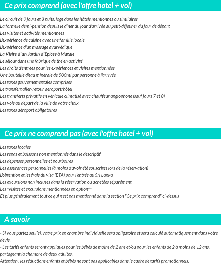 Conditions tarifaires