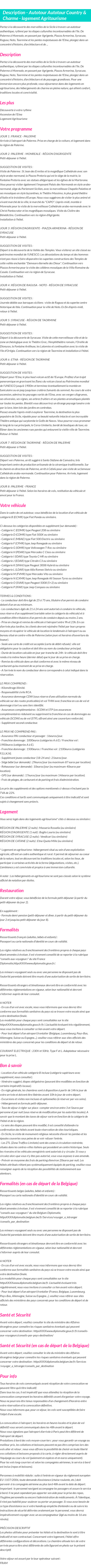 Détails du séjour
