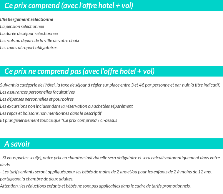 Conditions tarifaires
