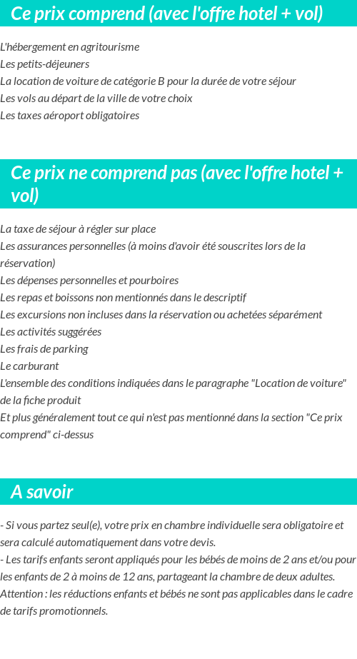 Conditions tarifaires
